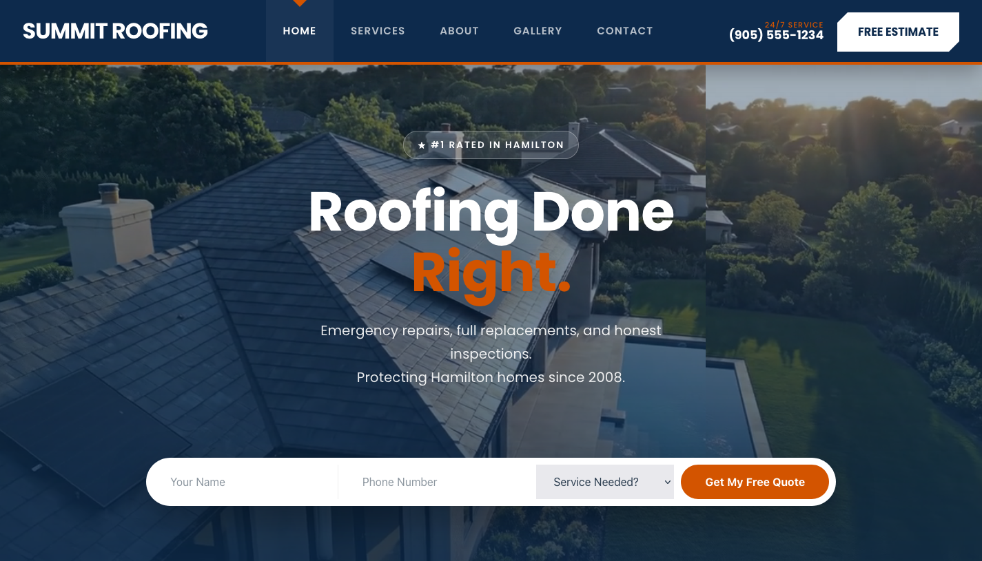 Summit Roofing website