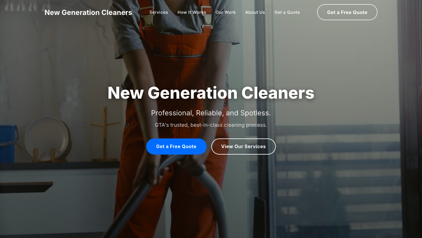 New Gen Cleaners website